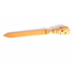 Exotic Hand Carved Wooden Letter Opener with Elephant Carving