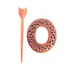 Hand Crafted Wooden Carved Shawl Pin - AW1056
