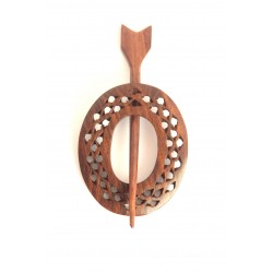 Hand Crafted Wooden Carved Shawl Pin - AW1056