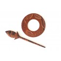 Wooden Carved Shawl Pin - Round Shaped - AW1058