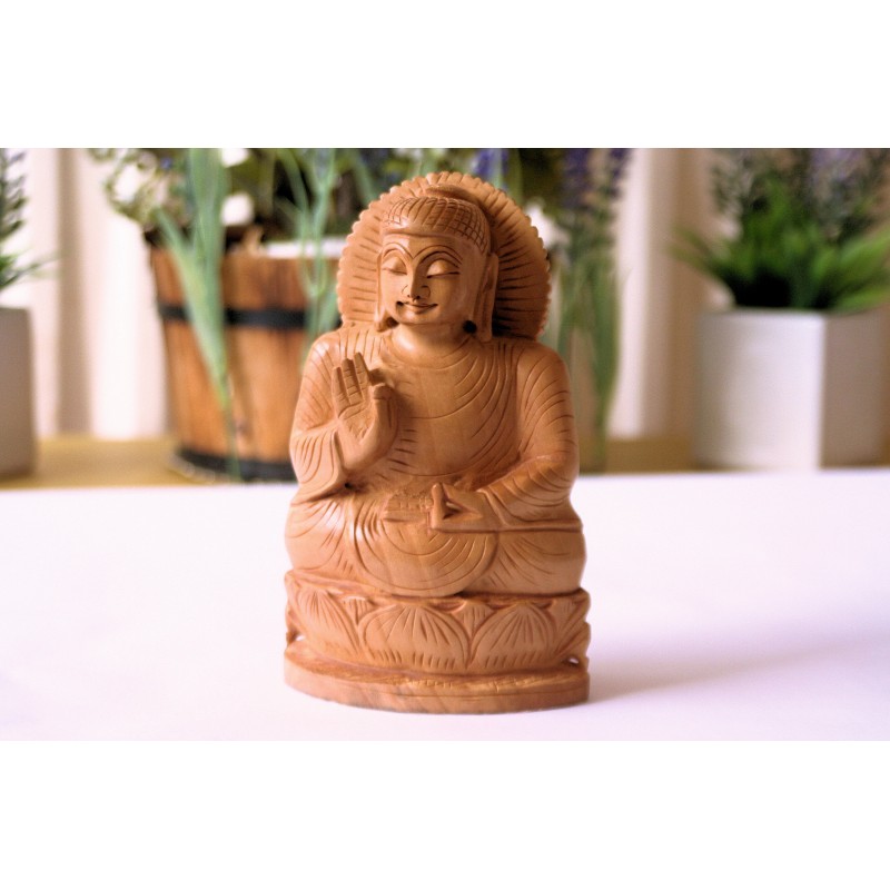 Stunning hand carved wooden Buddha sclupture - Feng Shui