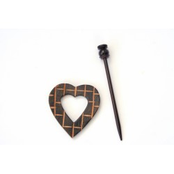 Hand Crafted Wooden Shawl Pin - Heart Shaped