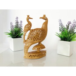 Wooden Peacock With Baby