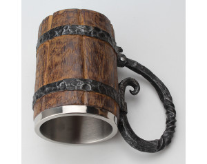 Viking Style wooden finish Beer Mug