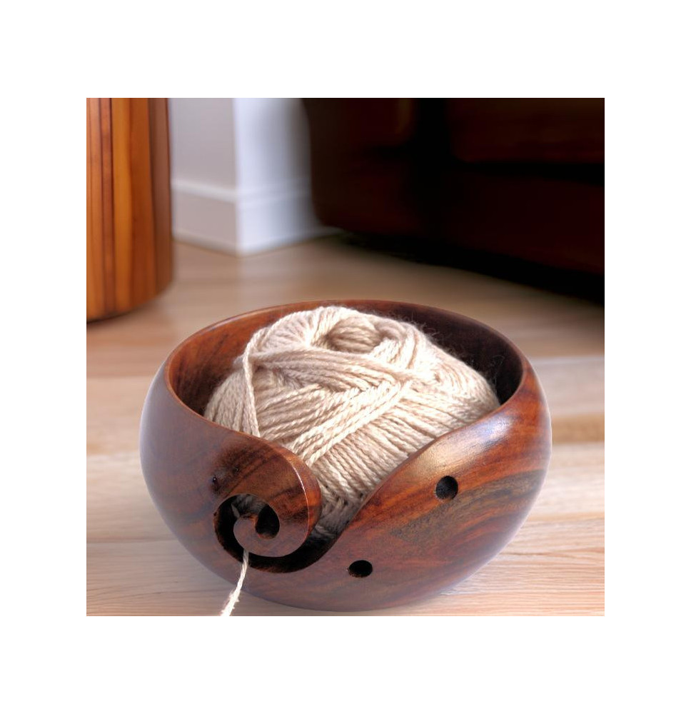 Wooden Yarn Bowl 6"x3"-Keep your yarn tangle free, clean and organised