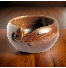 Mango Wood Yarn Bowl 6"x3" - Keep your yarn tangle free, clean and organised with this compact wooden Yarn Holder