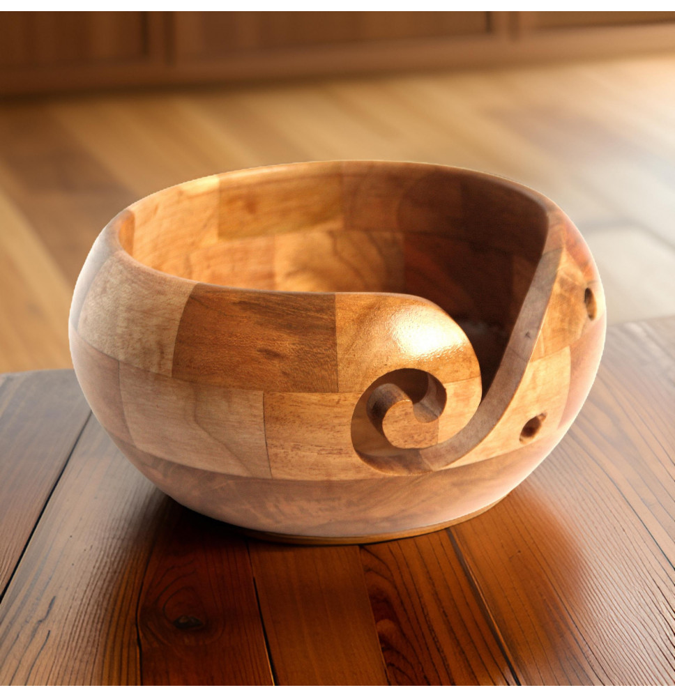 Wooden Yarn Bowl - Multi Wood - 6x3