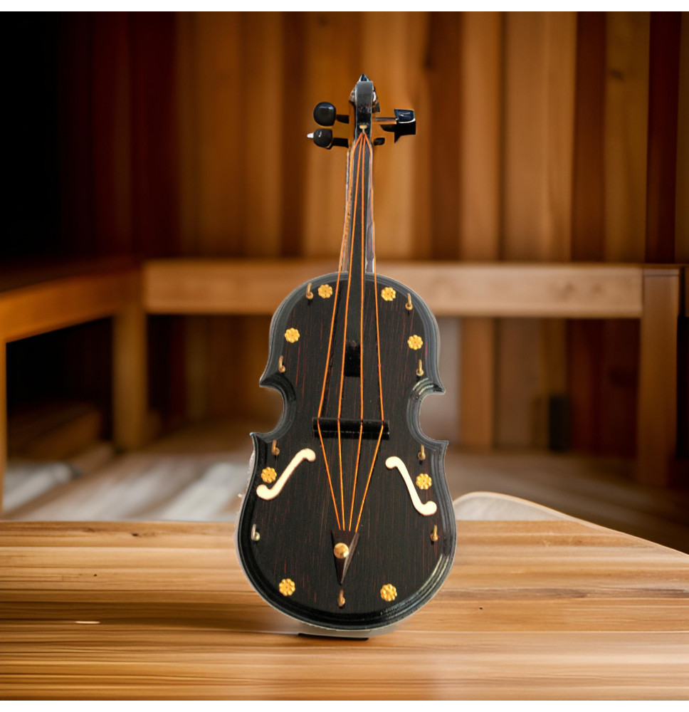 Guitar shaped wooden key holder rack in a smooth polished finish