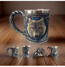 Stainless Steel Medieval Style Wolf Mug