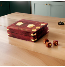 Standard double deck playing cards & dice holder in decorative box.